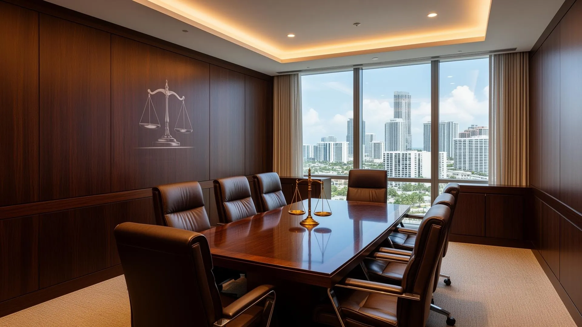 Conference room with a view of the Miami skyline